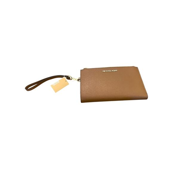 Michael Kors Jet Set Travel Double Zip Wristlet Wallet Brown New Luggage - Picture 1 of 11